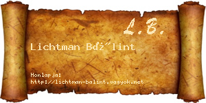 Lichtman Bálint névjegykártya